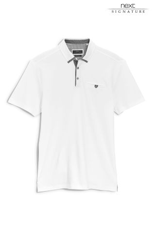 White Premium Woven Collar Polo